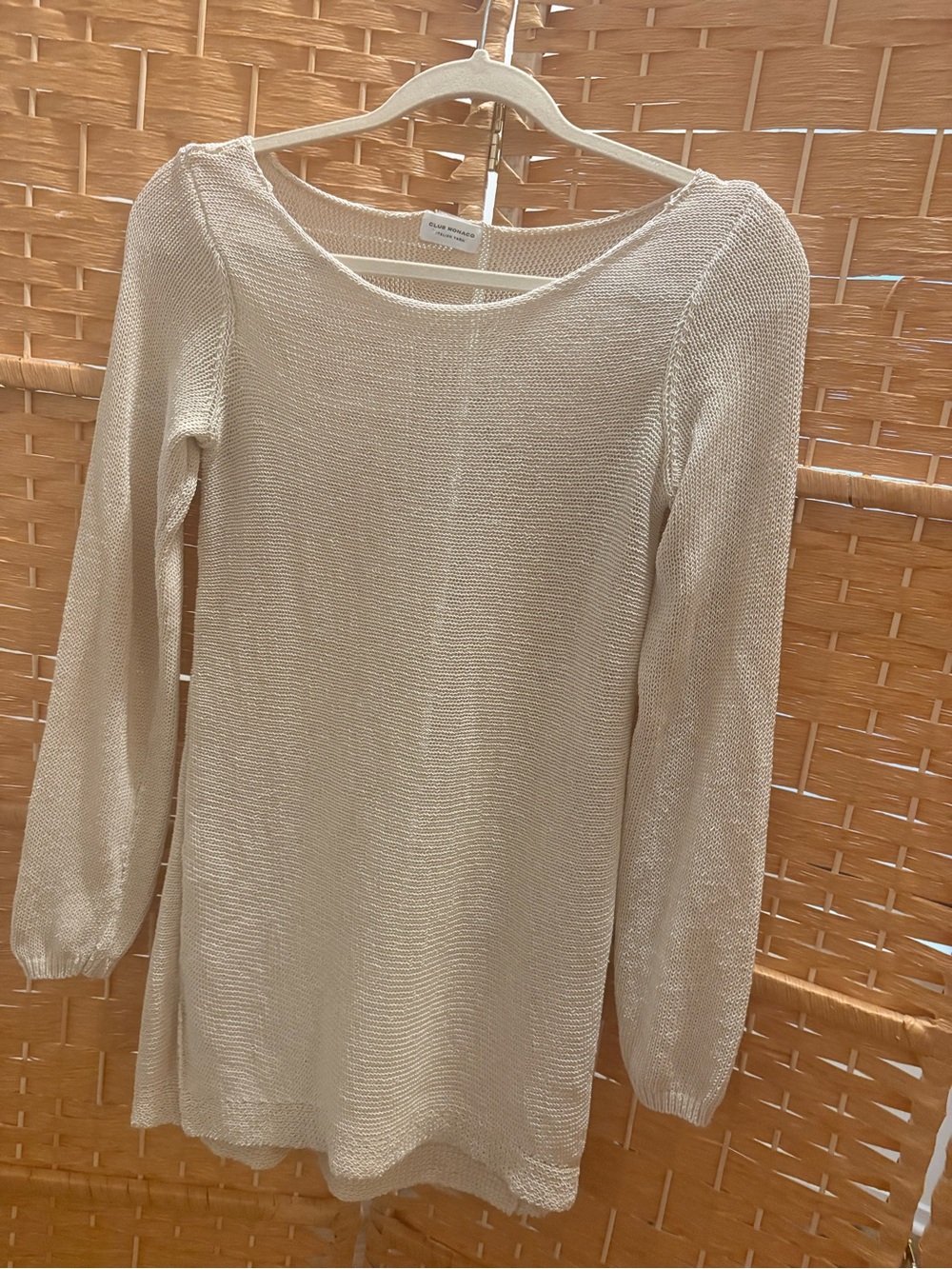 Club Monaco Italian Yarn - Light Cream Knit Long-Sleeve Dress / cover up OS